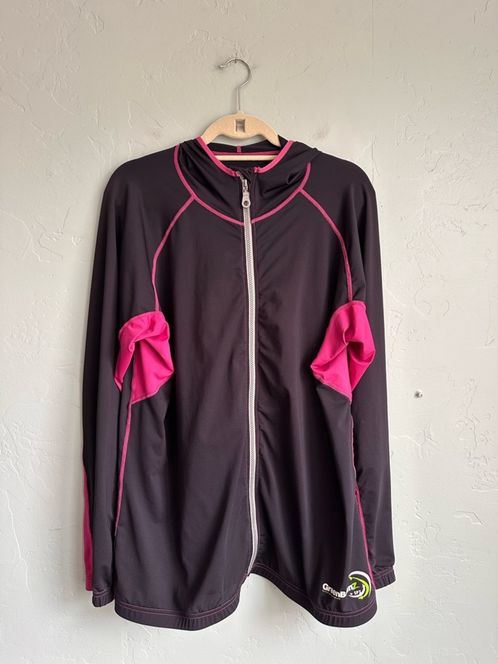 Sun Protection Zone Women's Black Pink Zip Up Rash Guard Top Size 2XL EUC